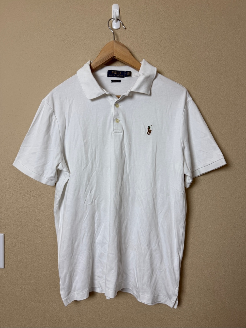 Polo Ralph Lauren White Classic Fit Polo Shirt Embroidered Pony Men’s Medium